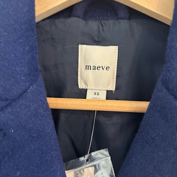 NWT Anthropologie Maeve double breasted wool blend coat in navy blue - Picture 8 of 8